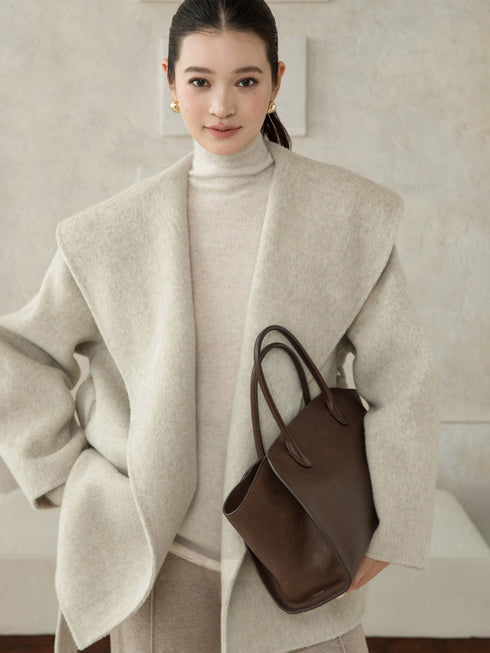 Sculpted Lapel Wool Coat